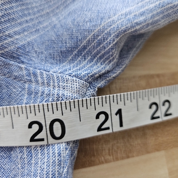 Bella Dahl Size Small Linen Blend A-Line Serene Sea Stripe Shirtdress Blue White - Picture 7 of 9